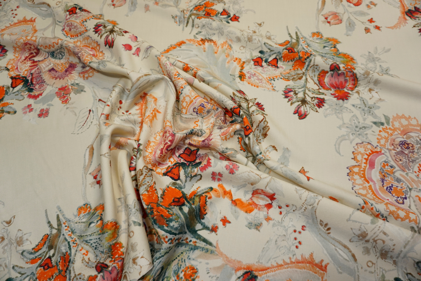 Schurwolle mit Kaschmir - bedruckt