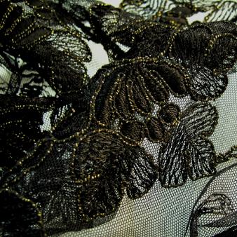 Tüllspitze - schwarz mit gold
