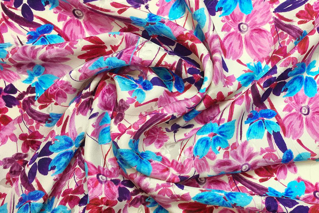 Seidenjacquard - bunte Blüten