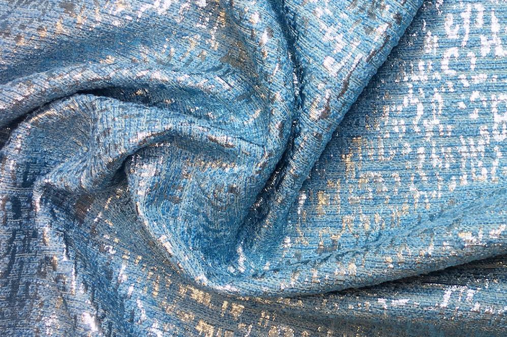 Brokat - himmelblau mit silber