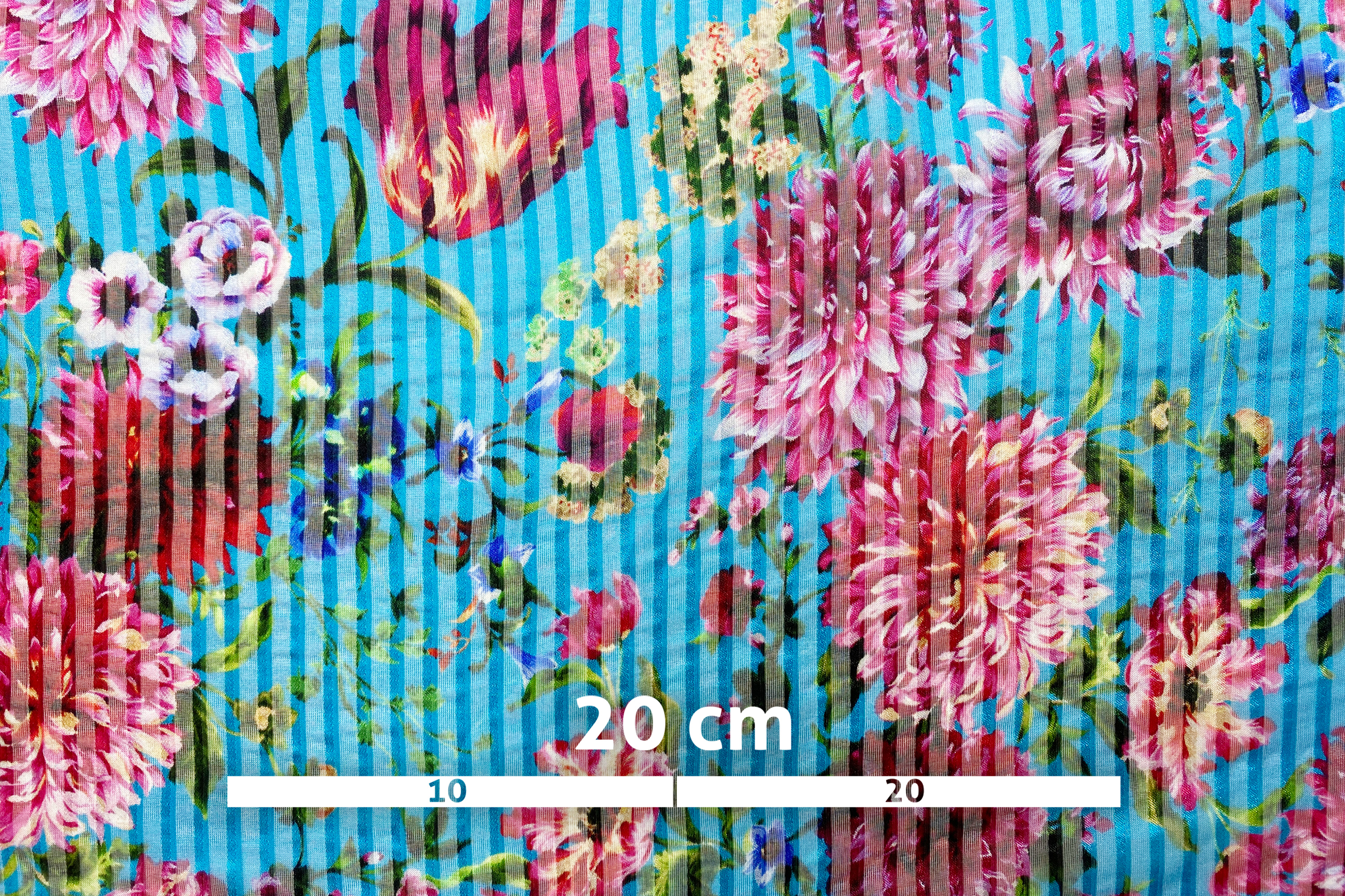 Bedruckter Chiffon mit Satinstreifen