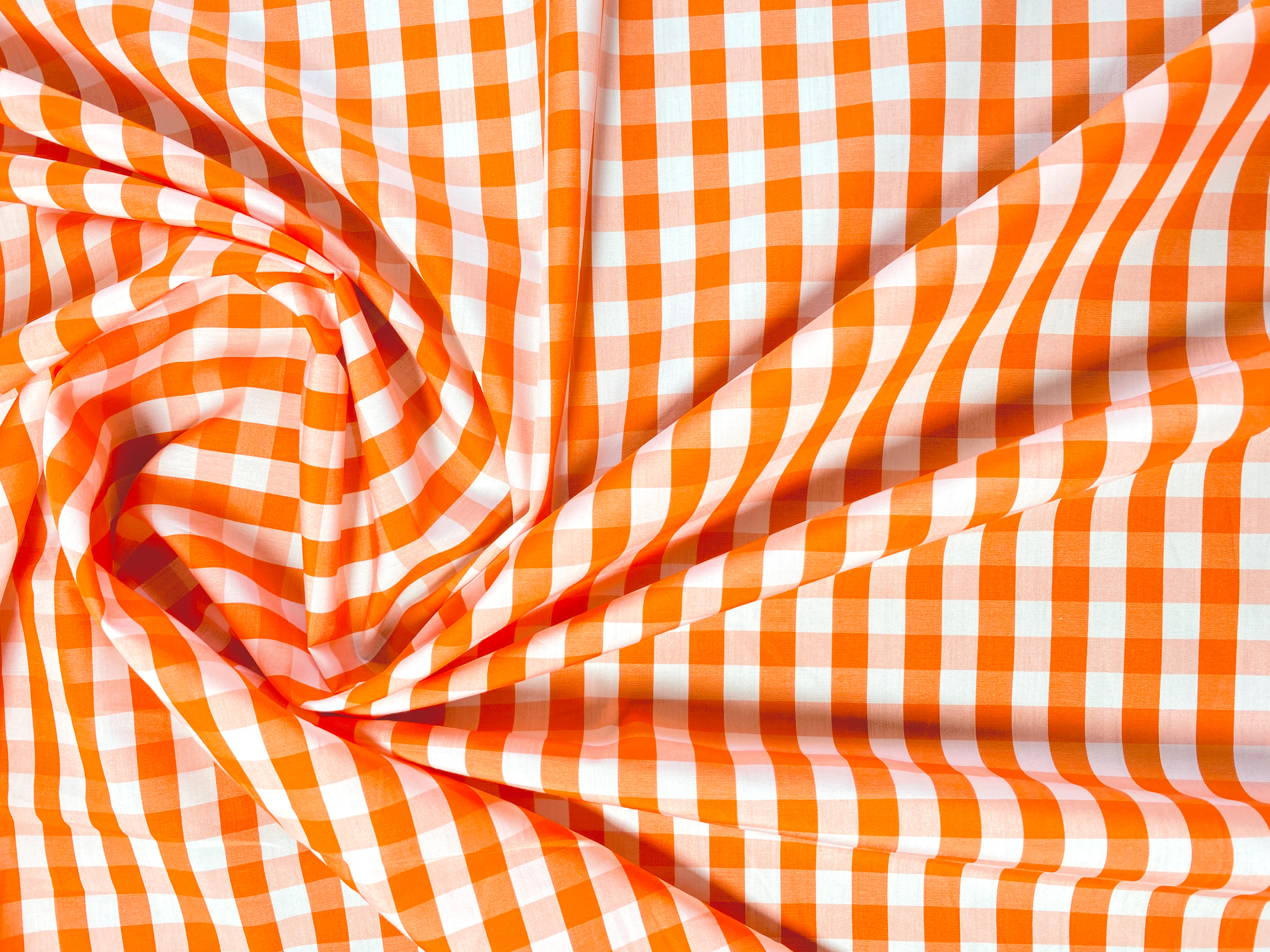 Baumwolle orange-weiß kariert