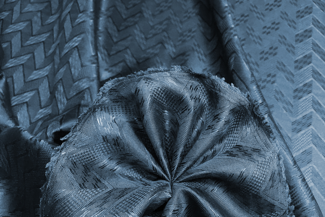 Seide - Zickzack, jeansblau