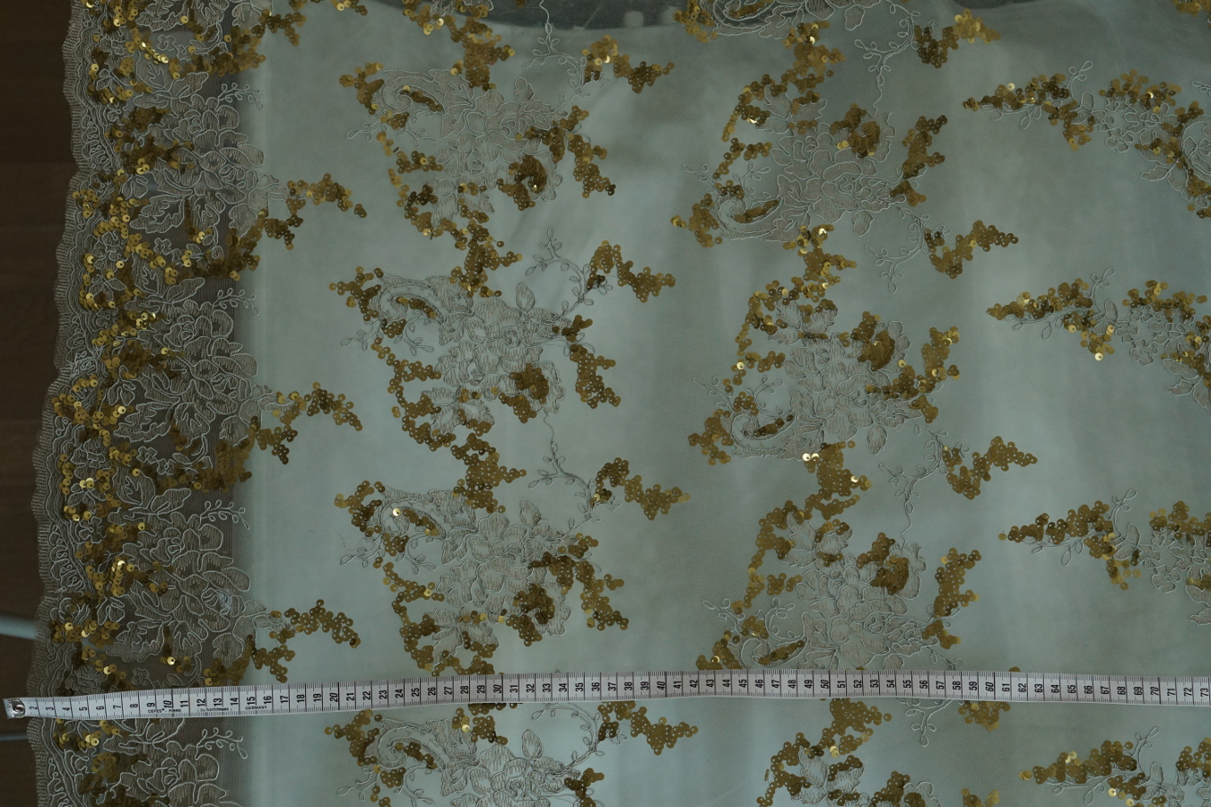 Gimpenspitze mit Pailletten - mint/gold