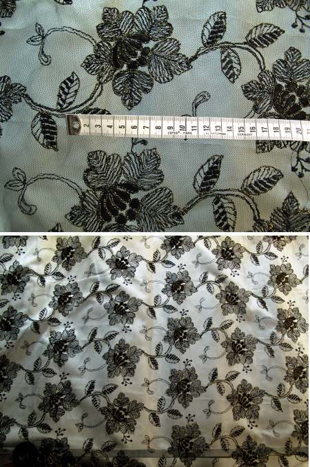 Tüllspitze - schwarz mit gold