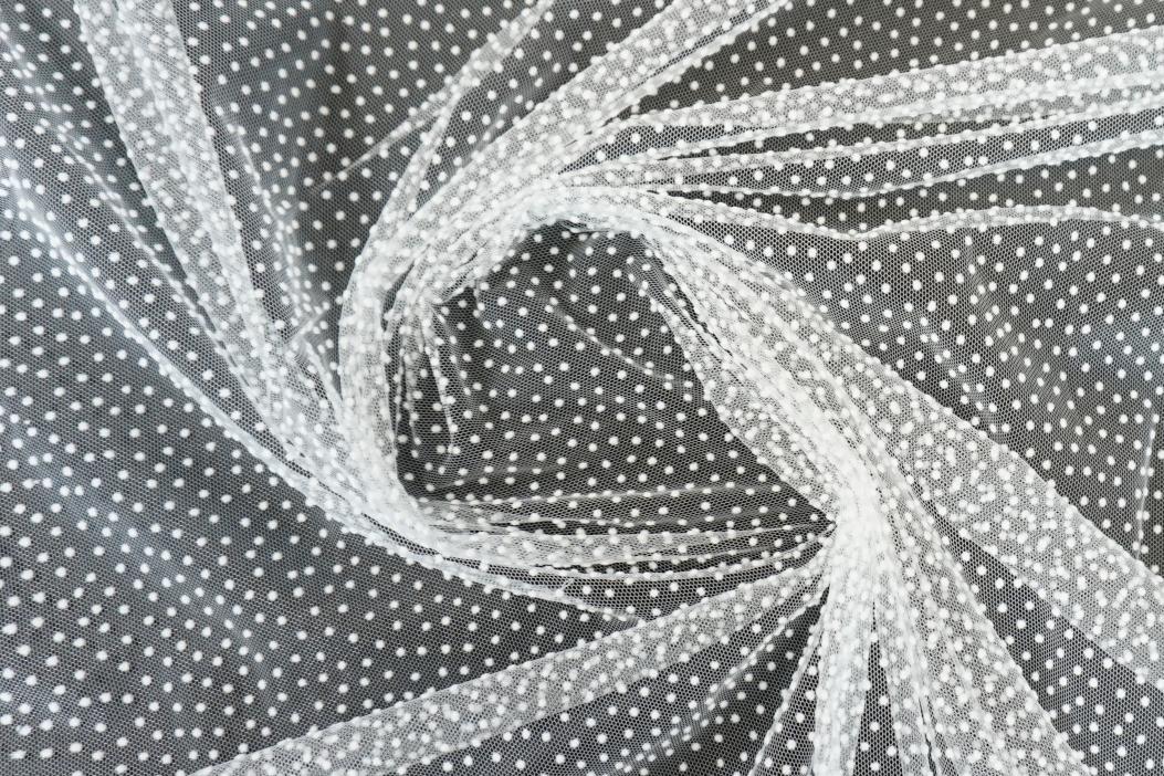 Beflockter Tüll - ecru