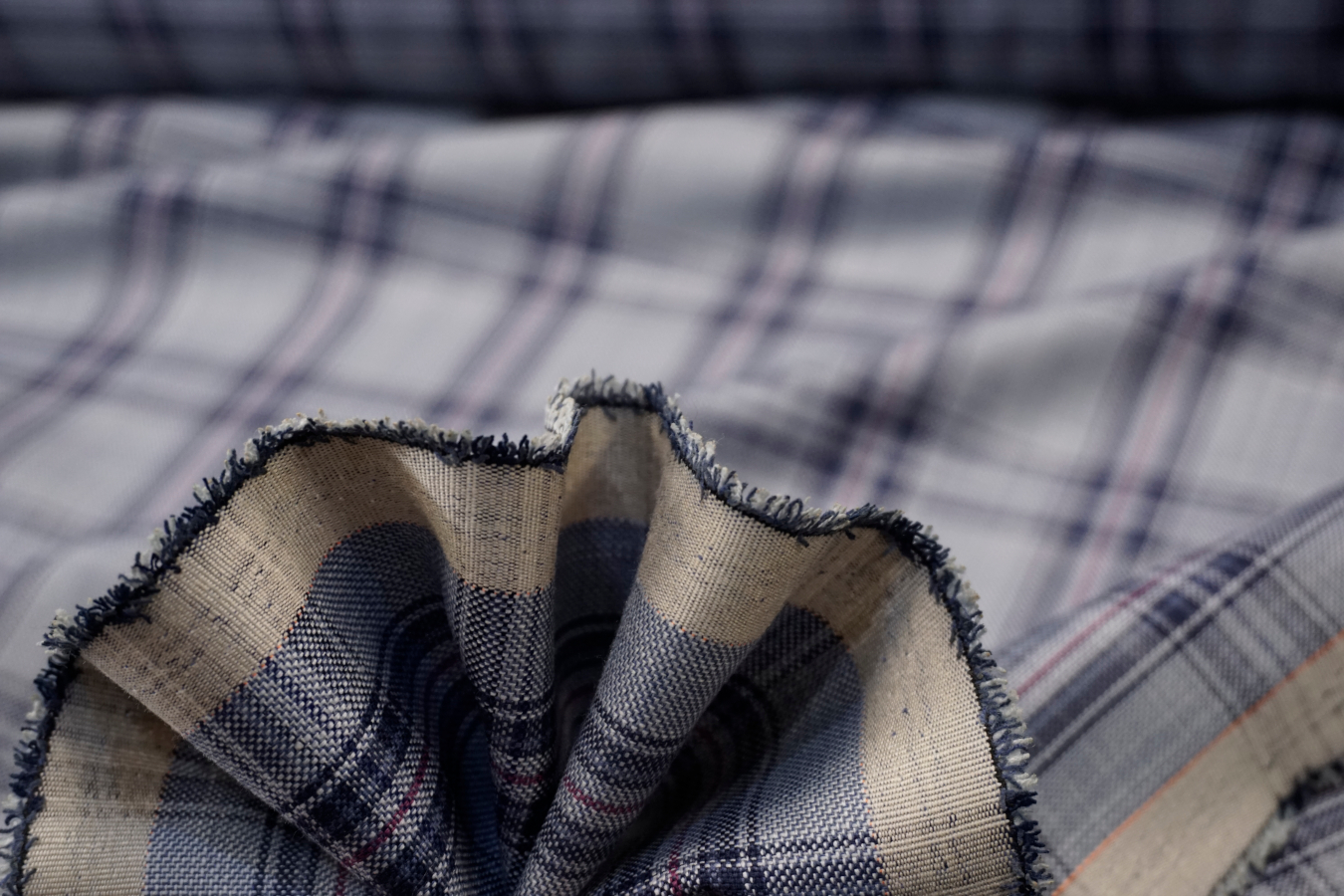 Schurwolle - Karowebmuster Blautöne