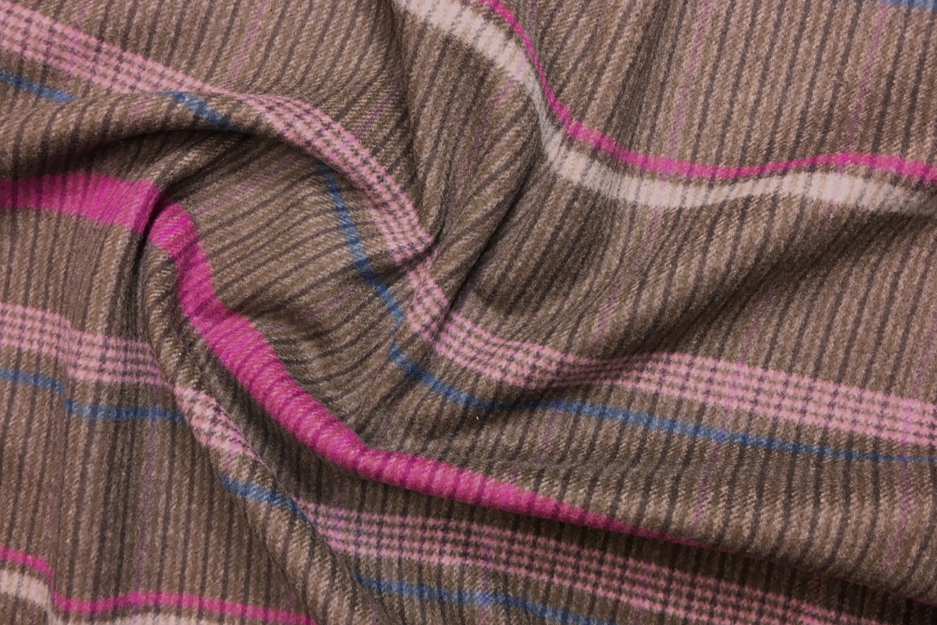 Kaschmir Double Face - petrol/braun kariert