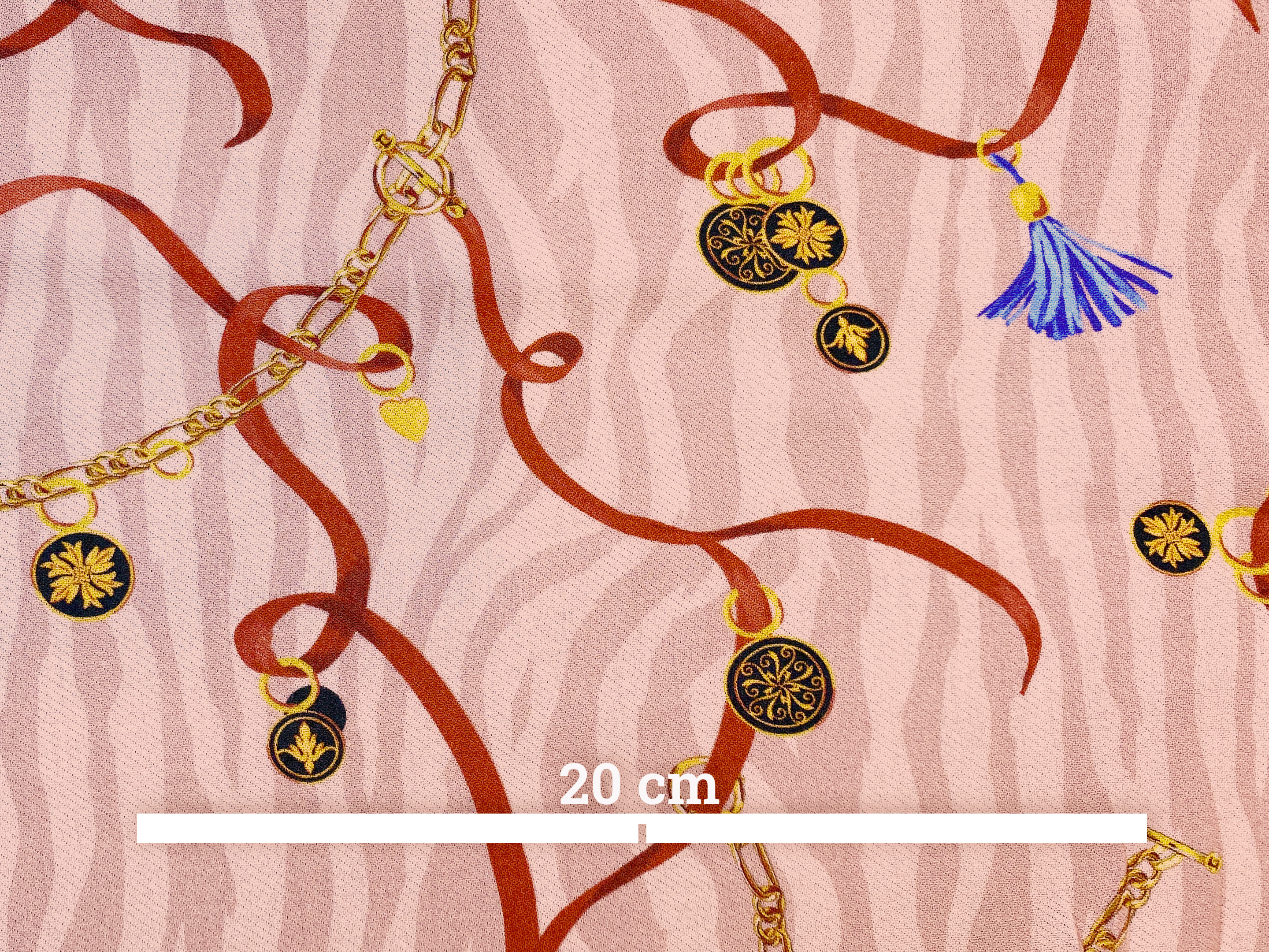 Viskose rosa-gold-blau-rot