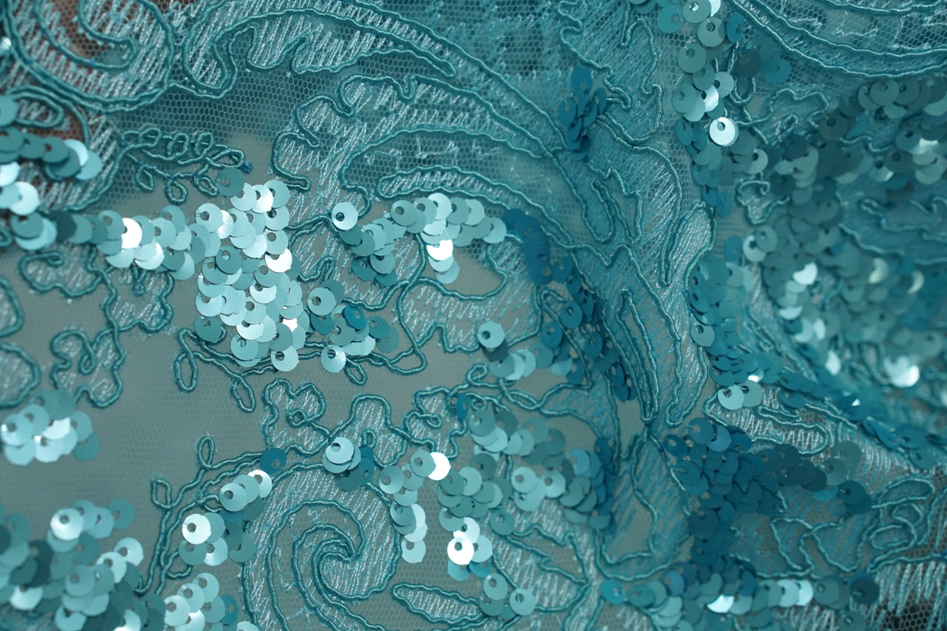 Gimpenspitze mit Pailletten - türkis