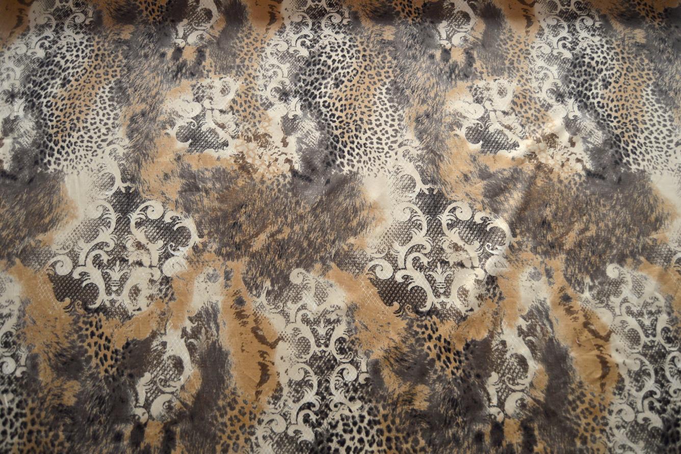 Satin in Stretchqualität mit Mustermix in beige