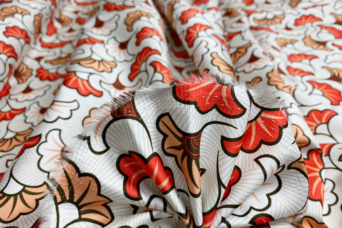 Baumwolle - orange Blumen