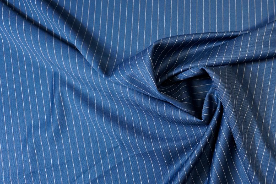 Schurwolle - Nadelstreifen, tintenblau