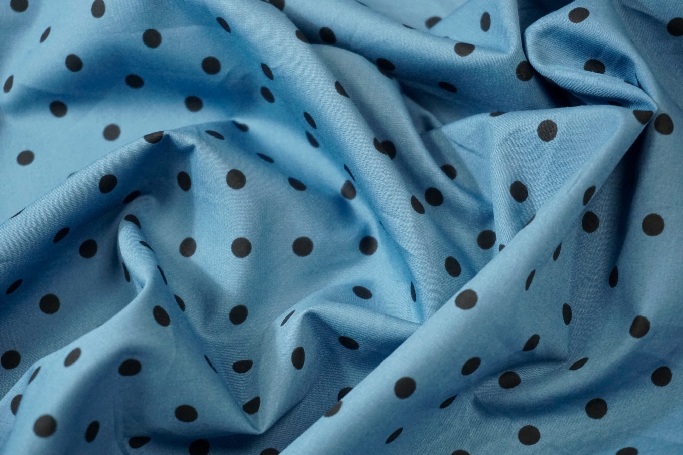 Baumwollpopeline - Punkte auf blaugrau