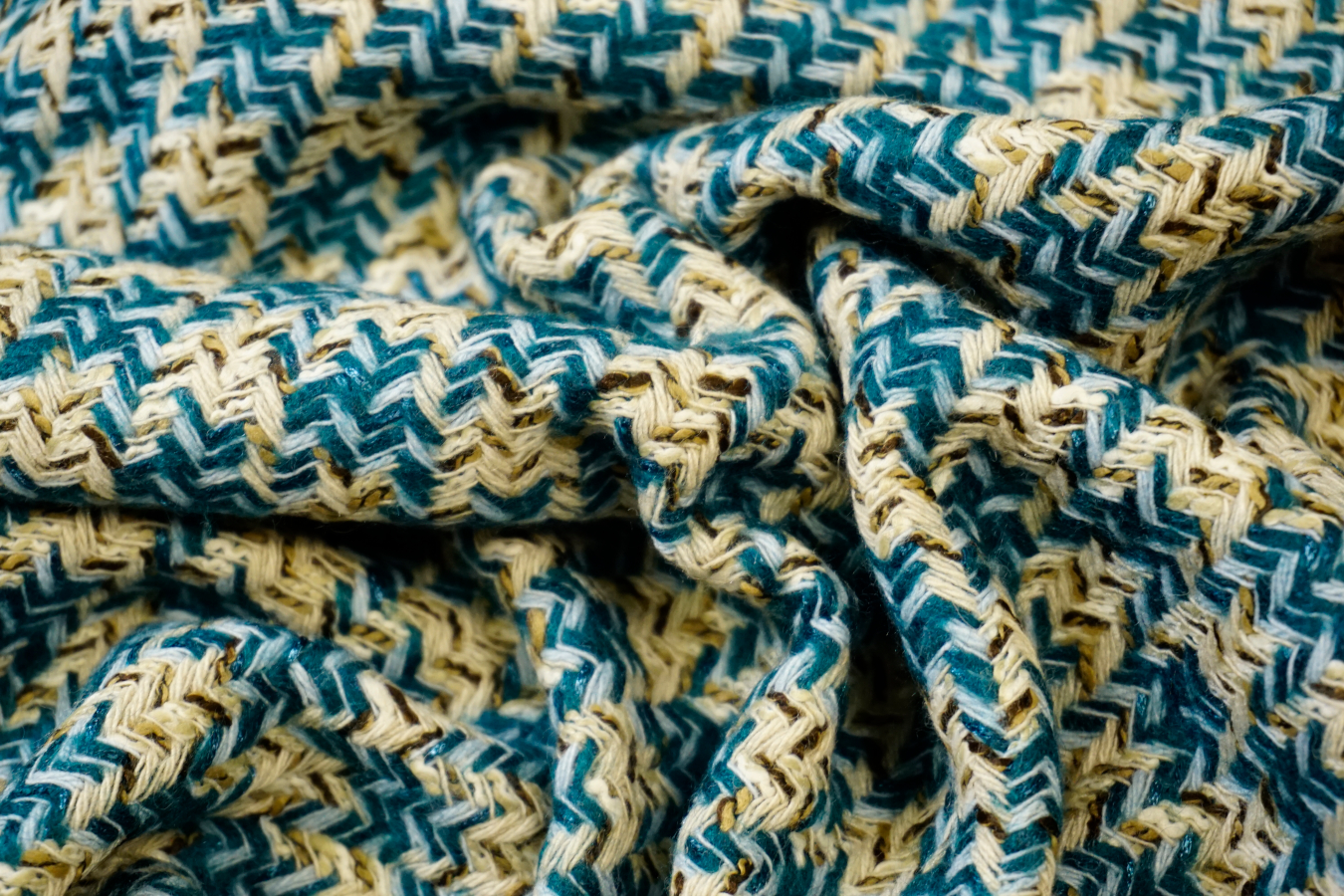 Schurwolle - türkis mit beige