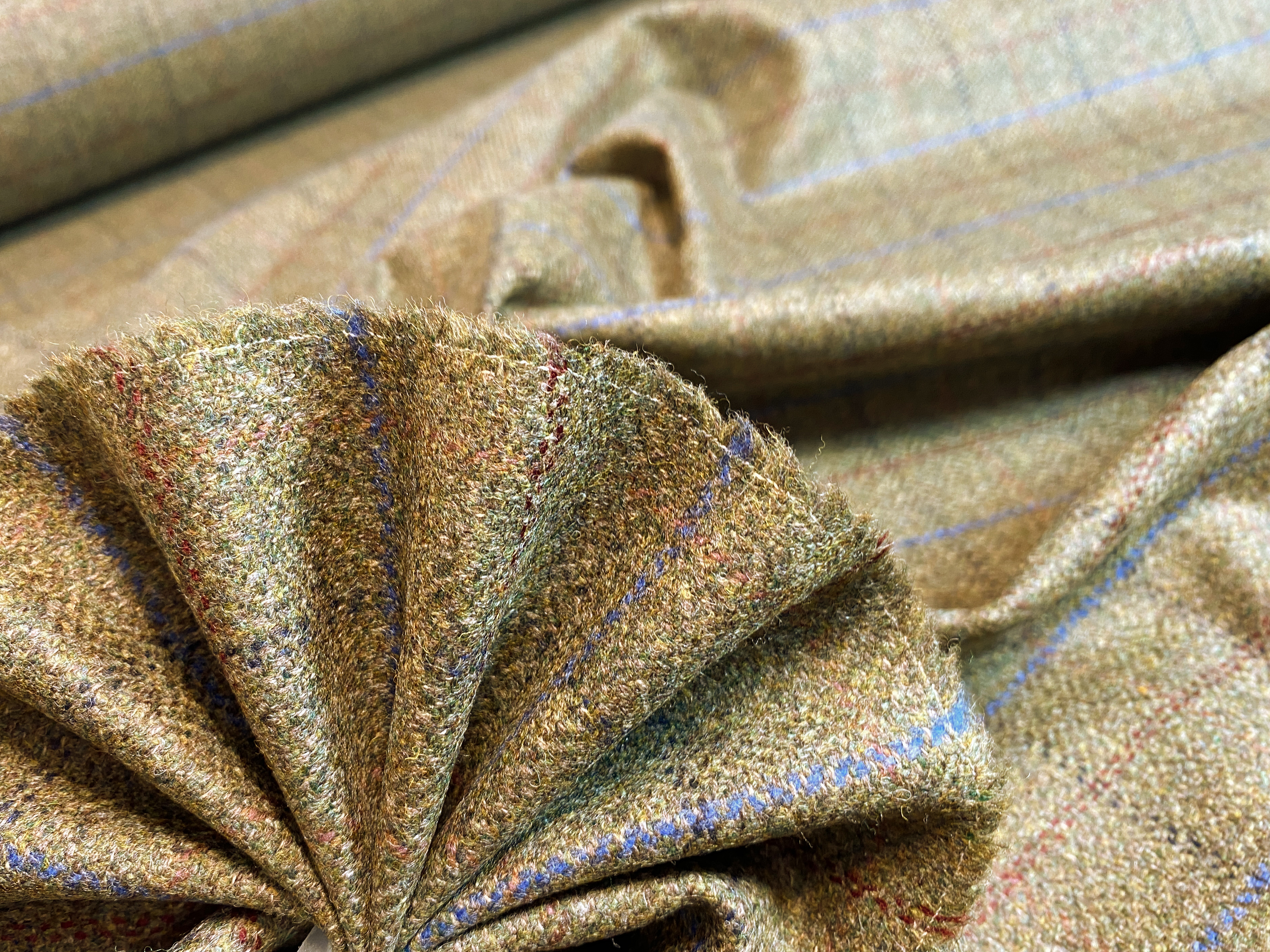 Schurwolle grün kariert