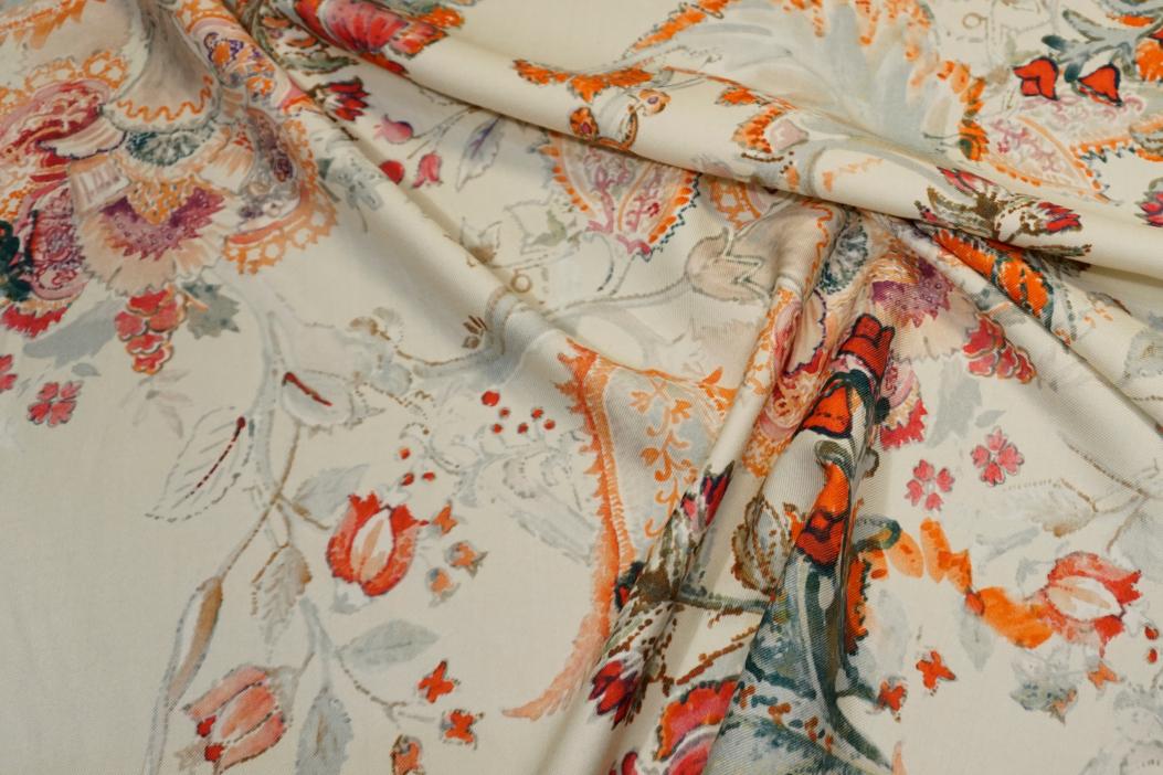 Schurwolle mit Kaschmir - bedruckt