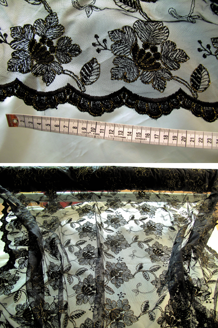 Tüllspitze - schwarz mit gold