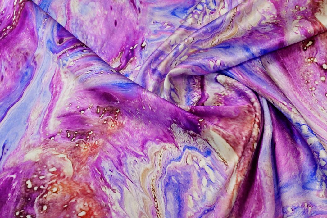 Seidenstretch - Marmormuster pink-violett-blau