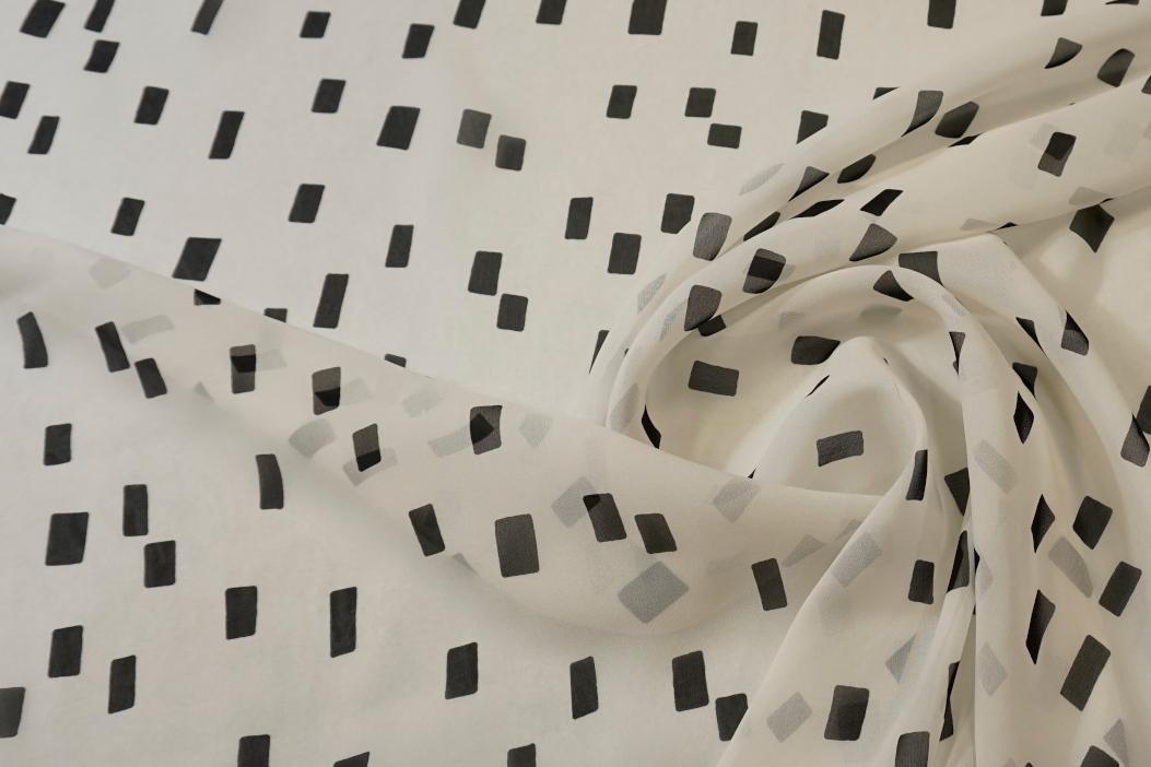 Chiffon - weiß mit schwarz