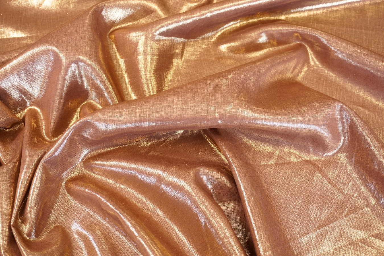 Leinenmischung mit Lurex - kupfer