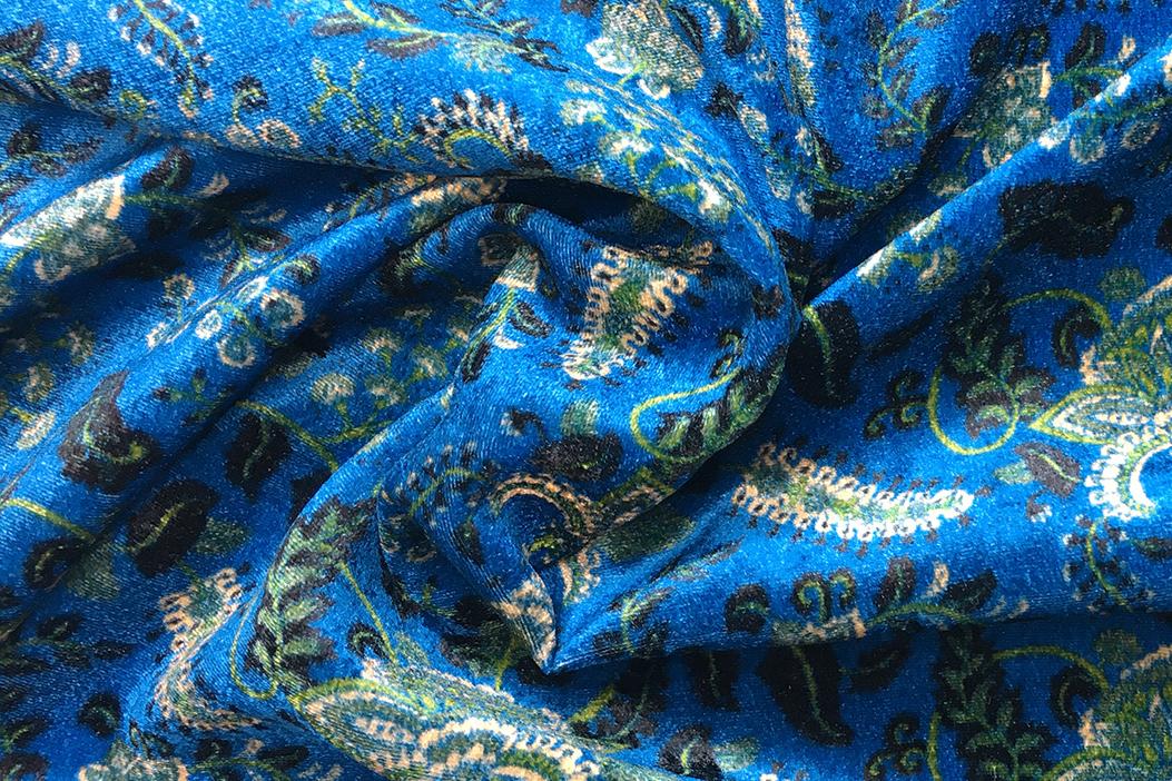 Seidensamt - persischer Blumendruck