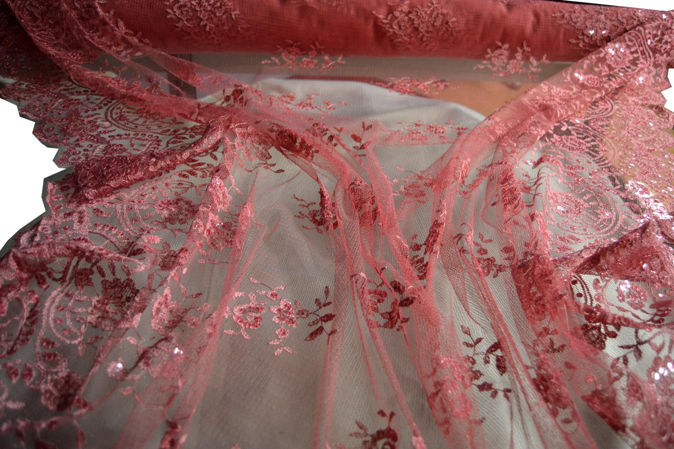 Spitze mit transparenten Pailletten