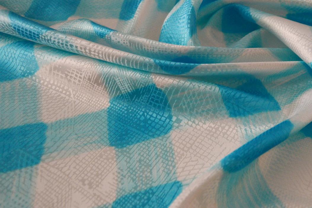 Seide - Blockstreifen blau/weiß