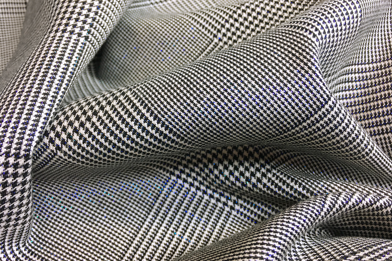 Glencheck mit Lurex - schwarz/weiß