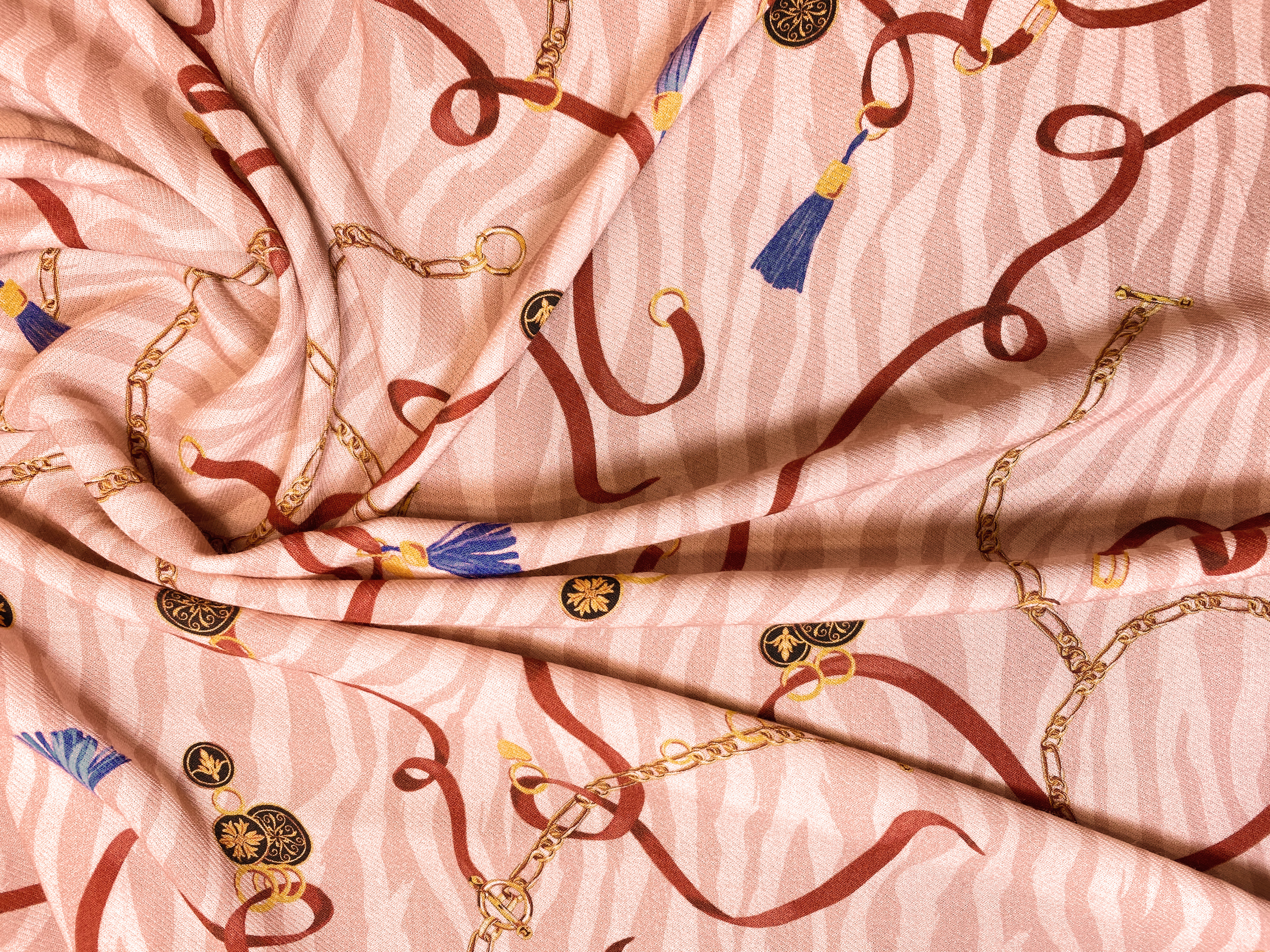 Viskose rosa-gold-blau-rot