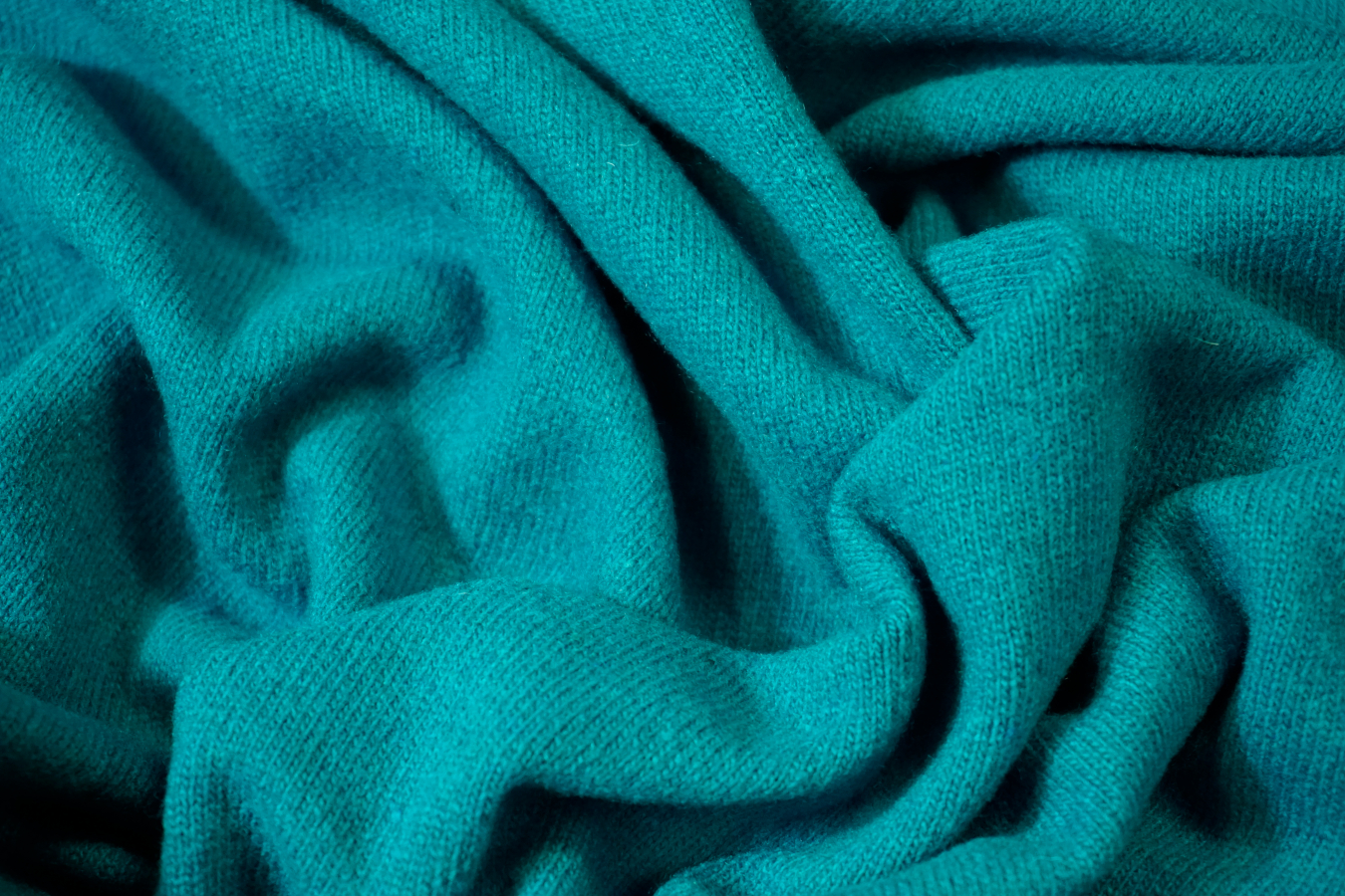 Schurwolljersey mit Kaschmir - blautürkis