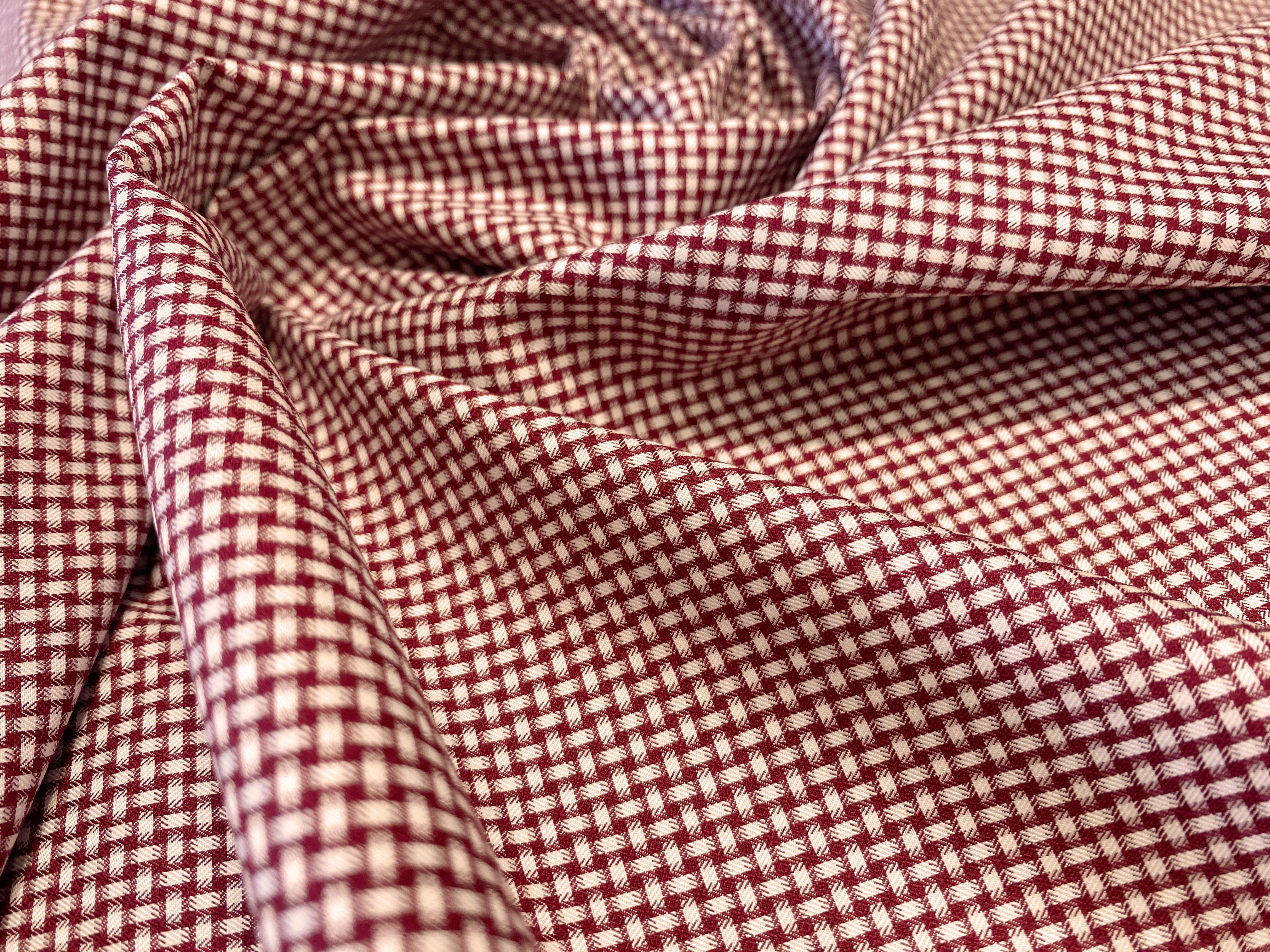 Baumwolle Flechtmuster dunkelrot-creme