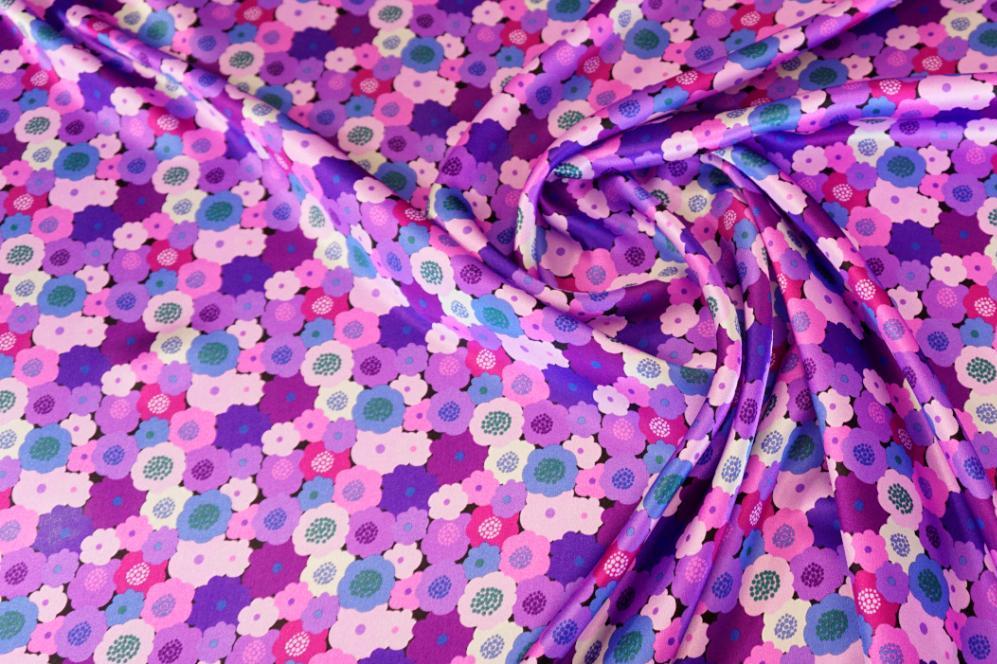 Seidensatin  Pop-Art-Blumen