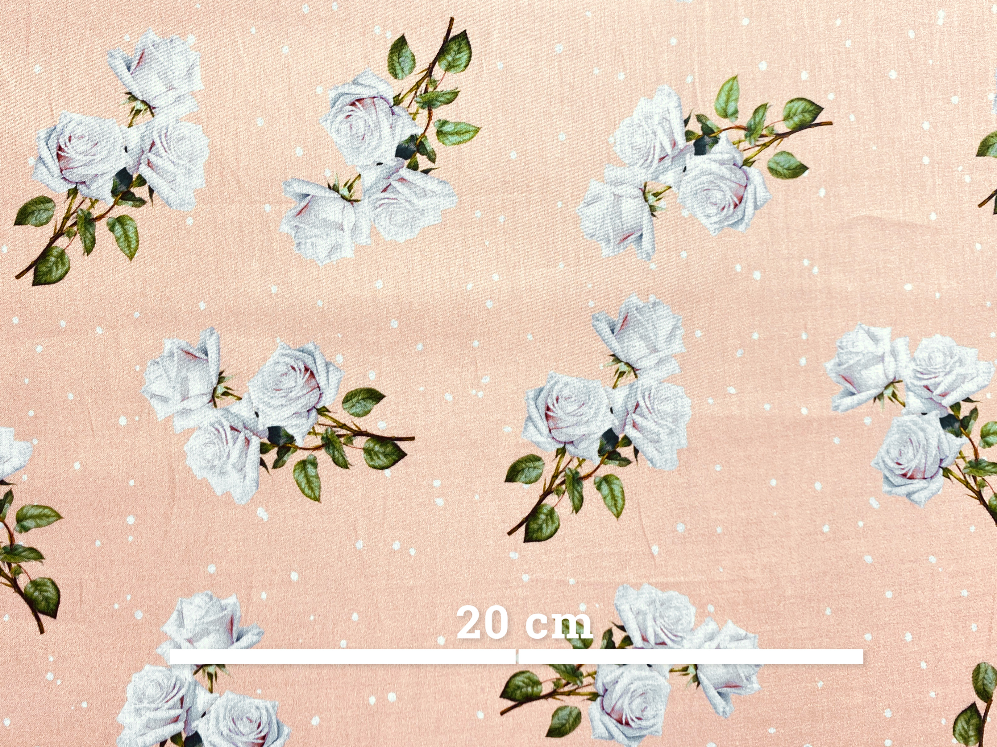 Baumwolle Rosen apricot-weiß
