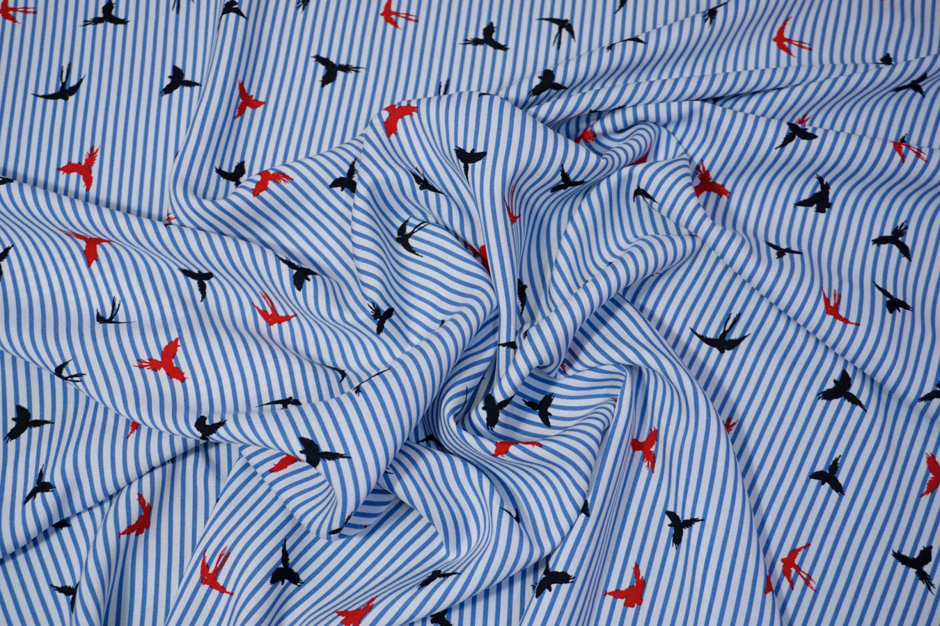 Viskose - Vögel auf Streifen