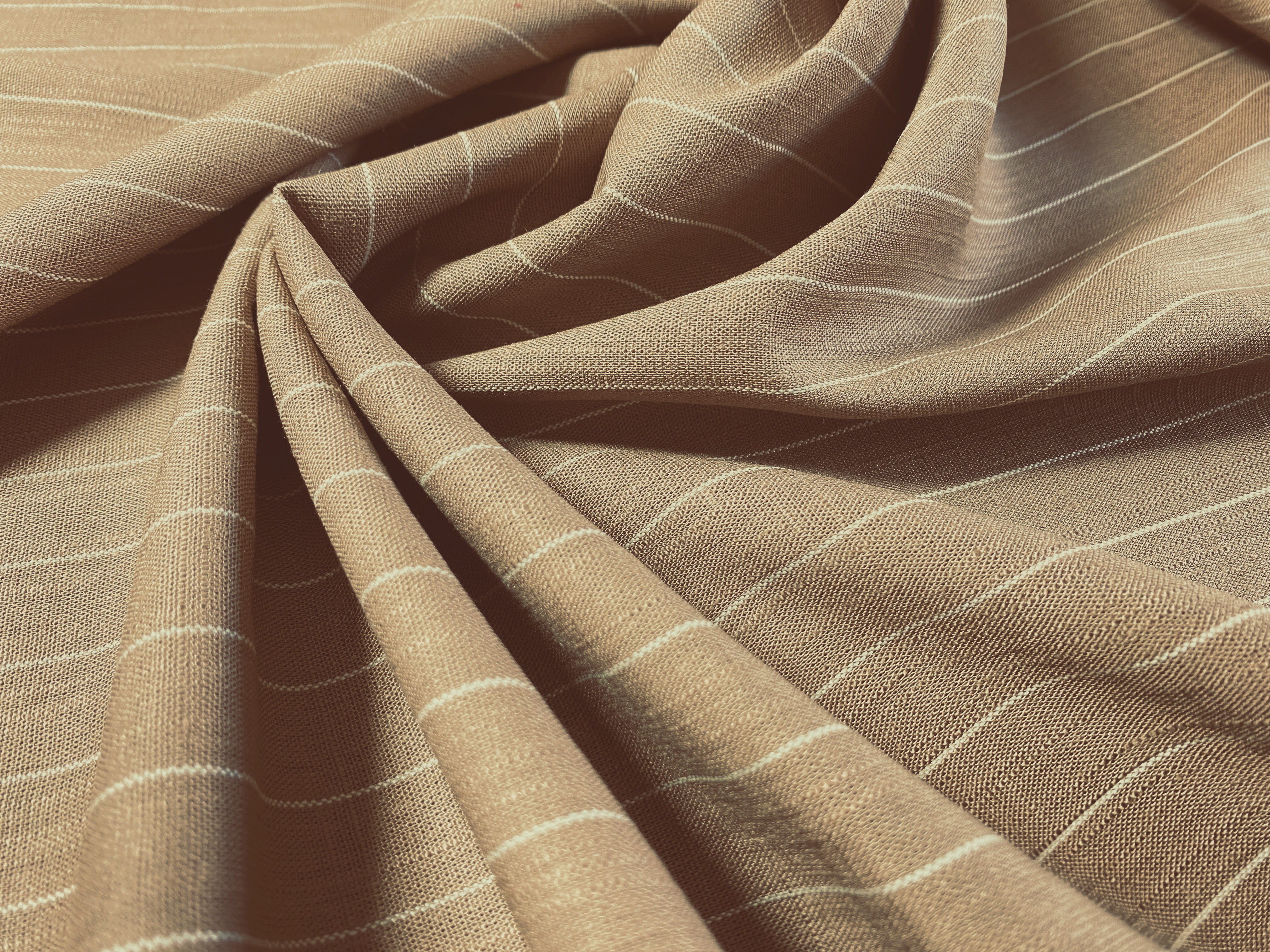 Leinen-Baumwolle  Nadelstreifen beige