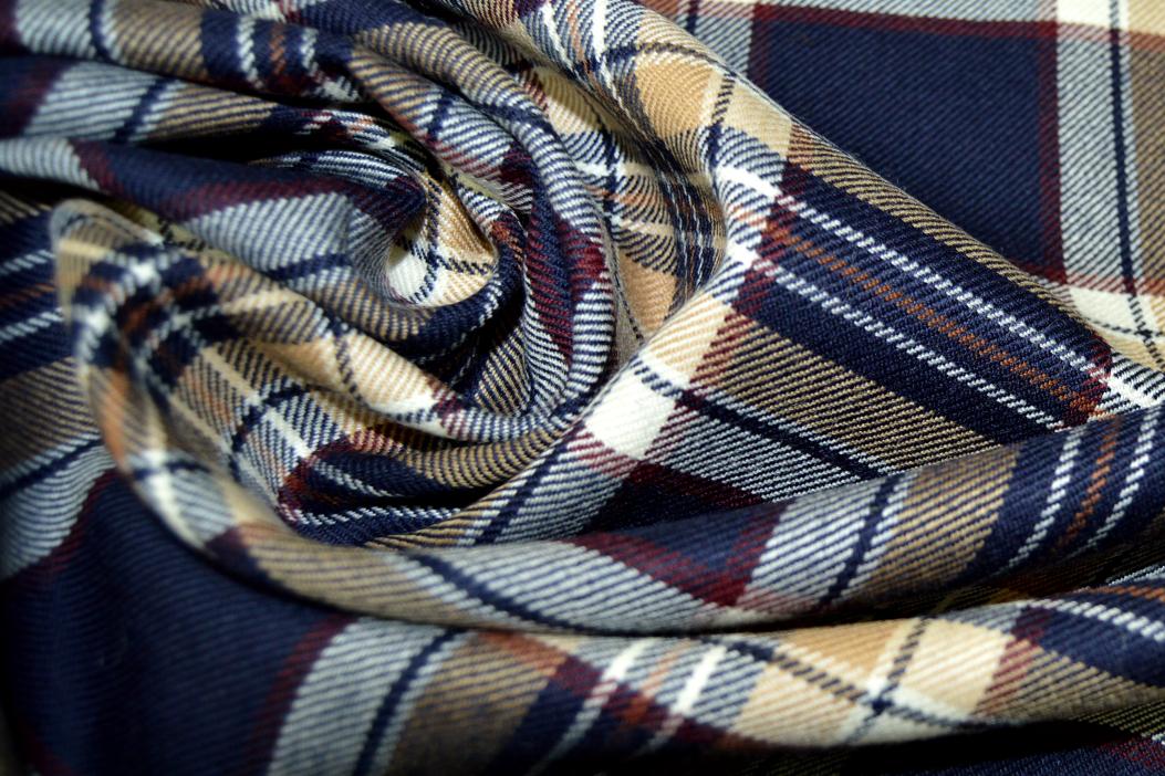 Tartan - dunkelblau-beige kariert