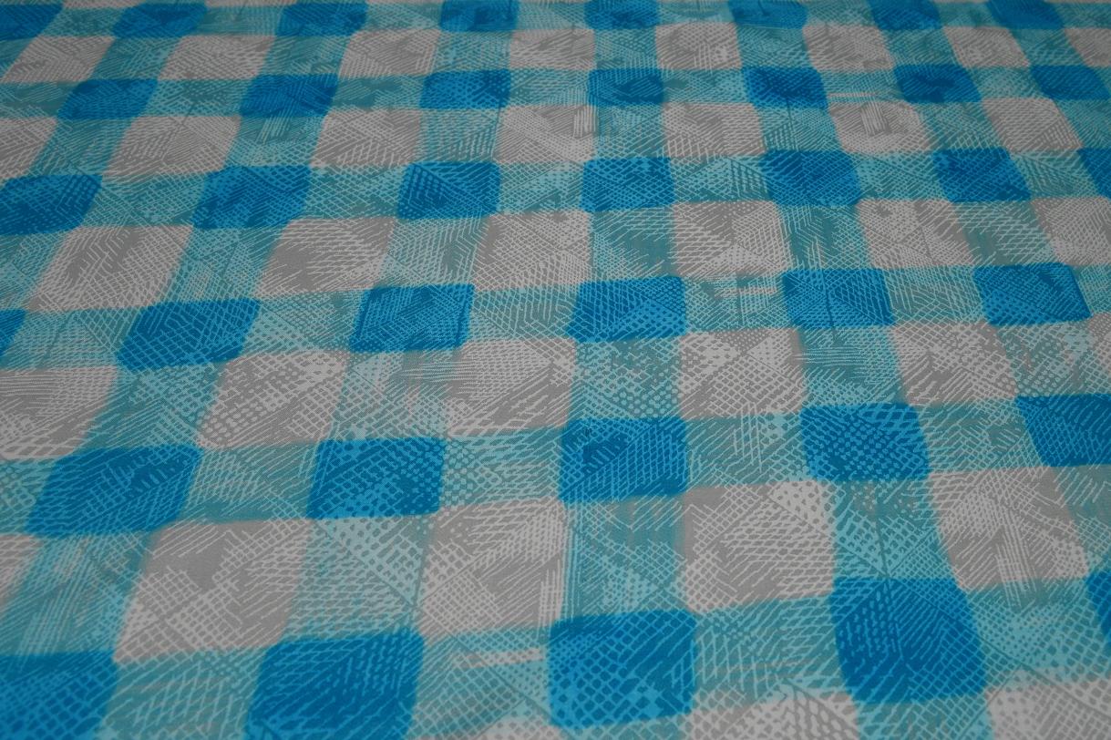 Seide - Blockstreifen blau/weiß