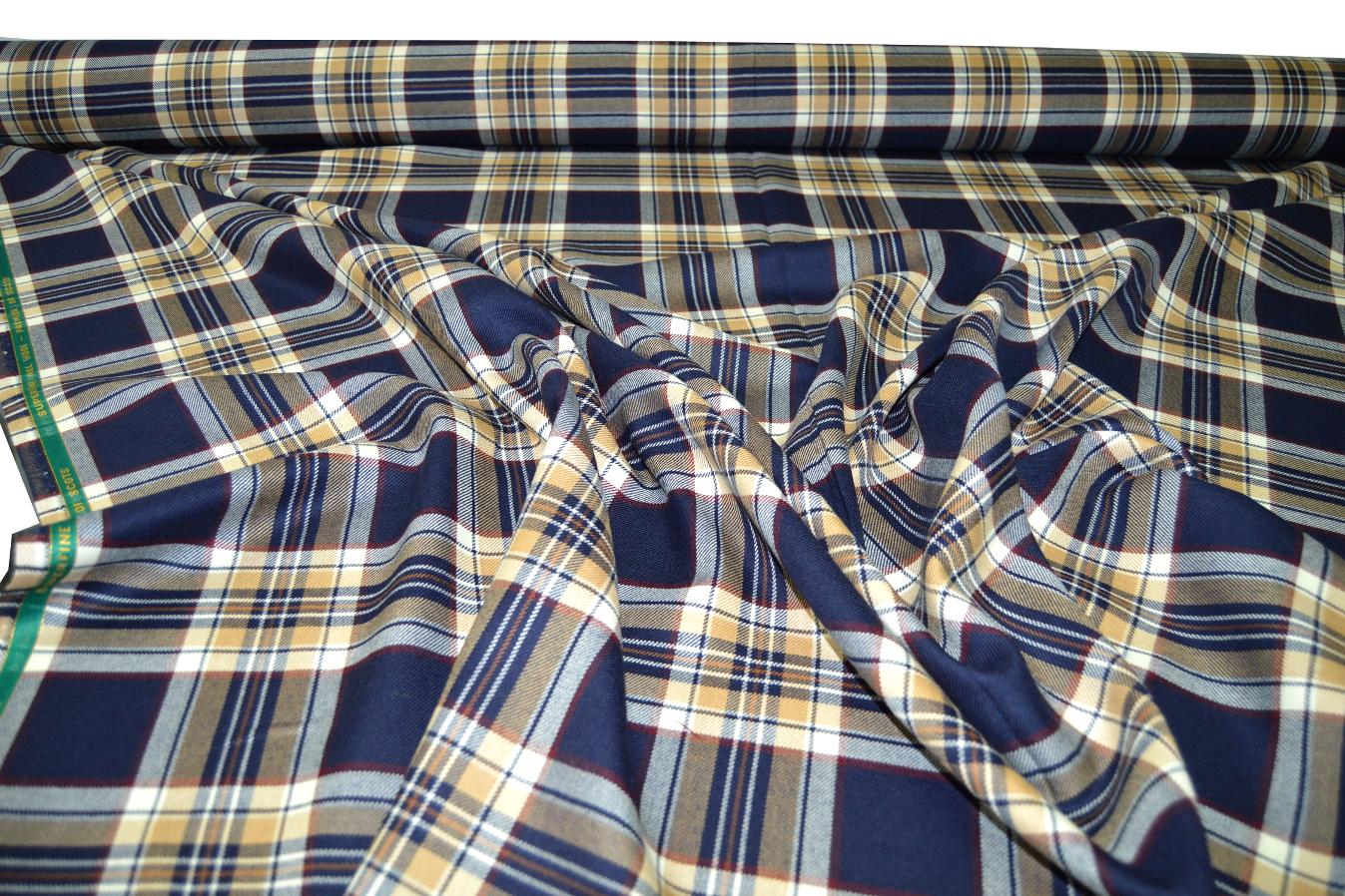 Tartan - dunkelblau-beige kariert