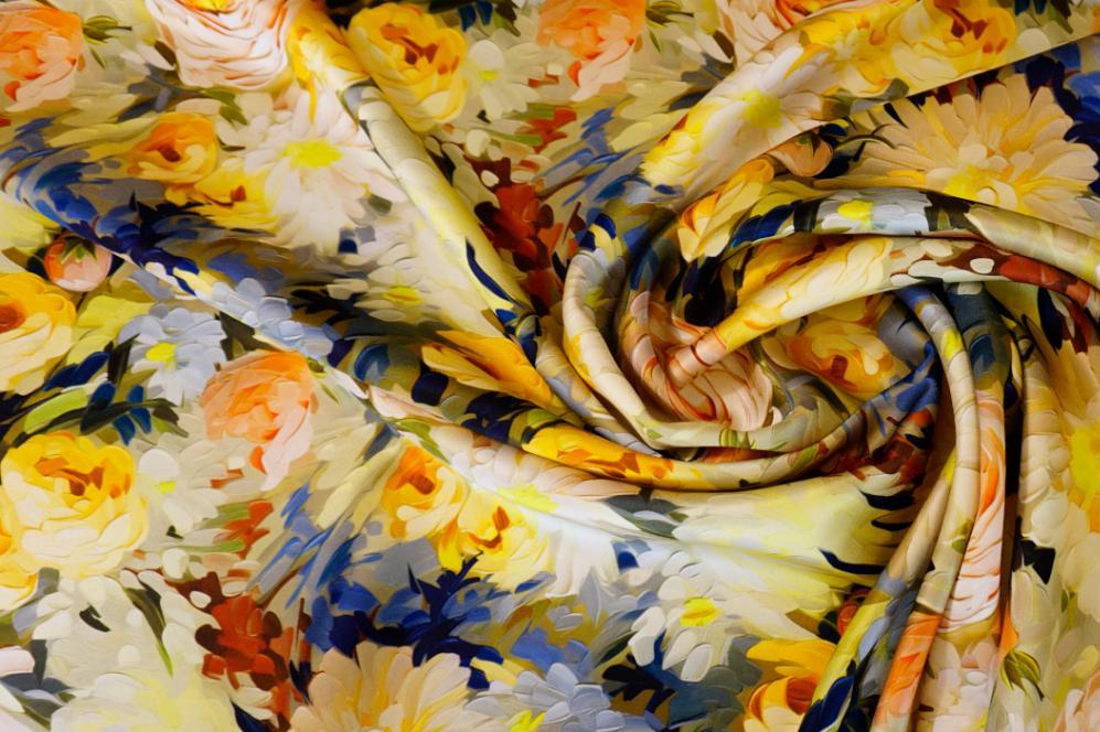 Schwerer Seidensatin - Ölgemälde, gelb