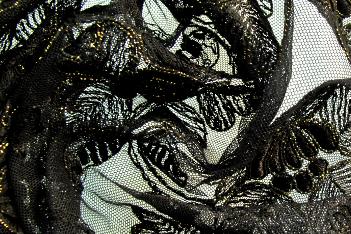 Tüllspitze - schwarz mit gold