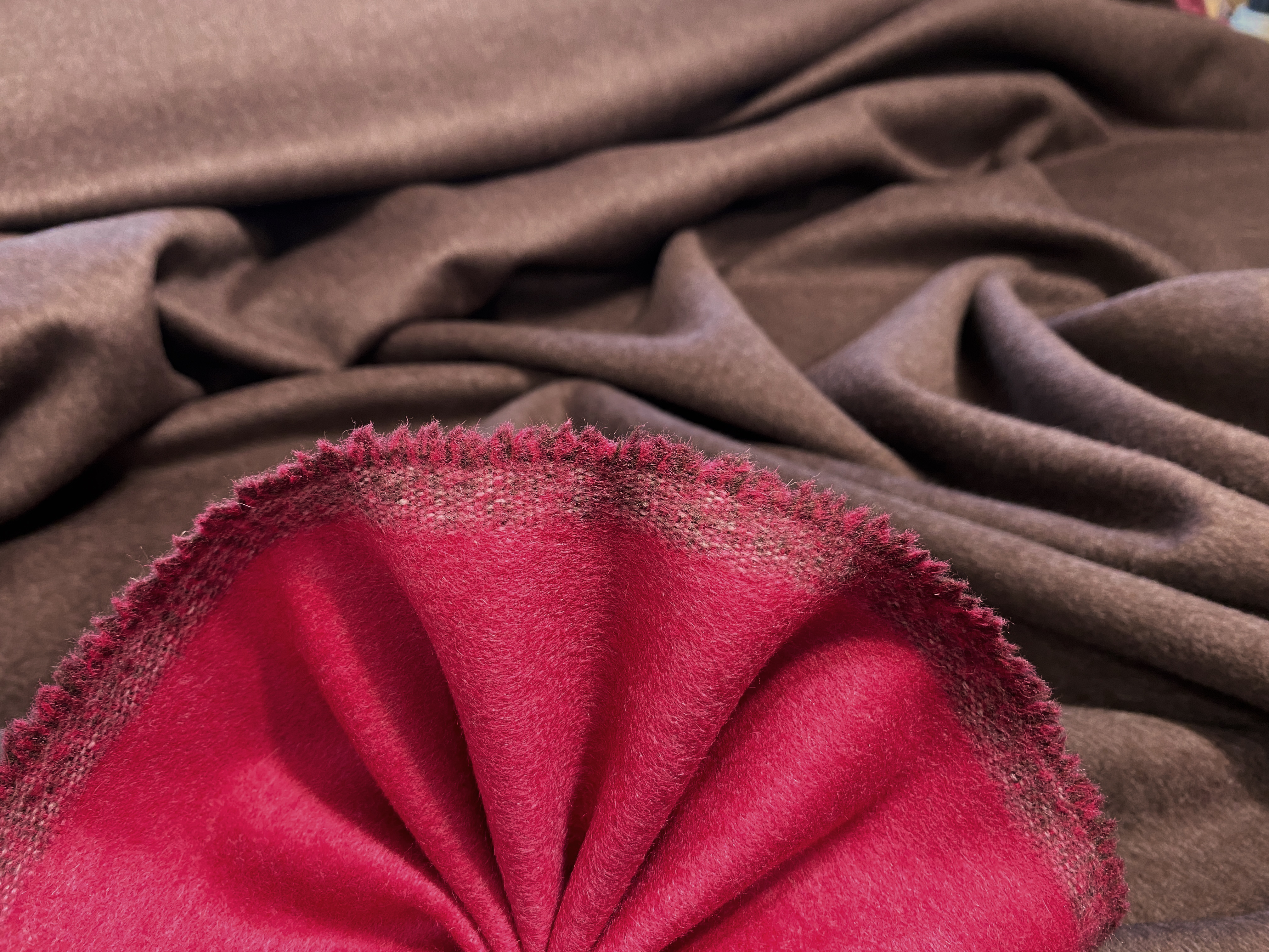 Kaschmir Doubleface - himbeer/braun