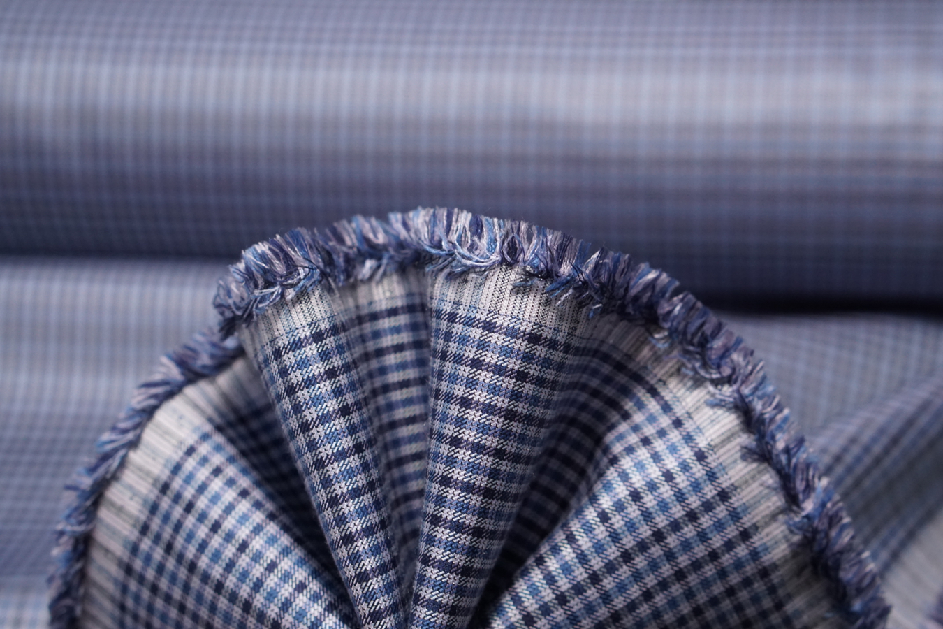 Kostümware Seide - blau/weiß