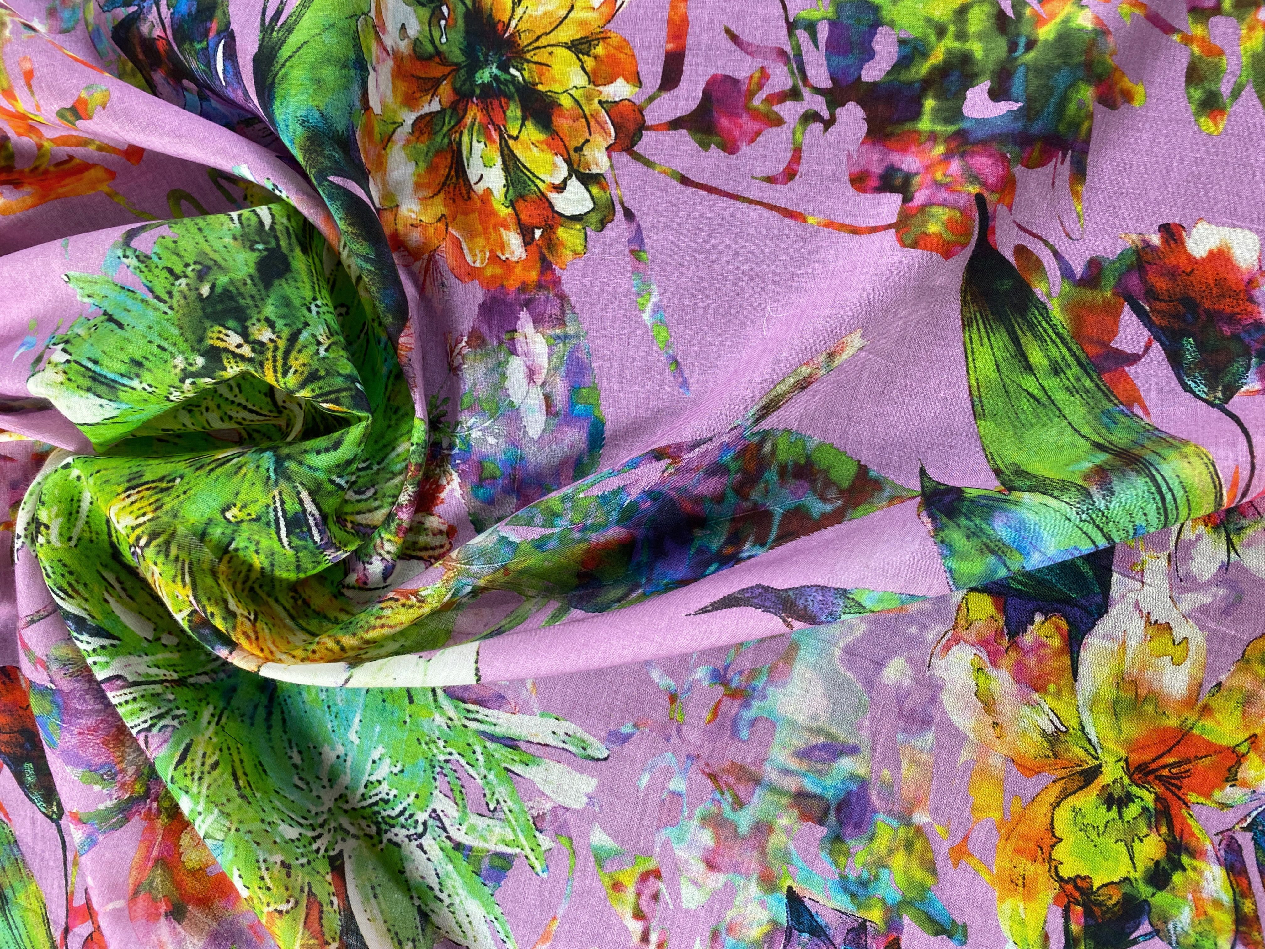 Batist lila-bunt