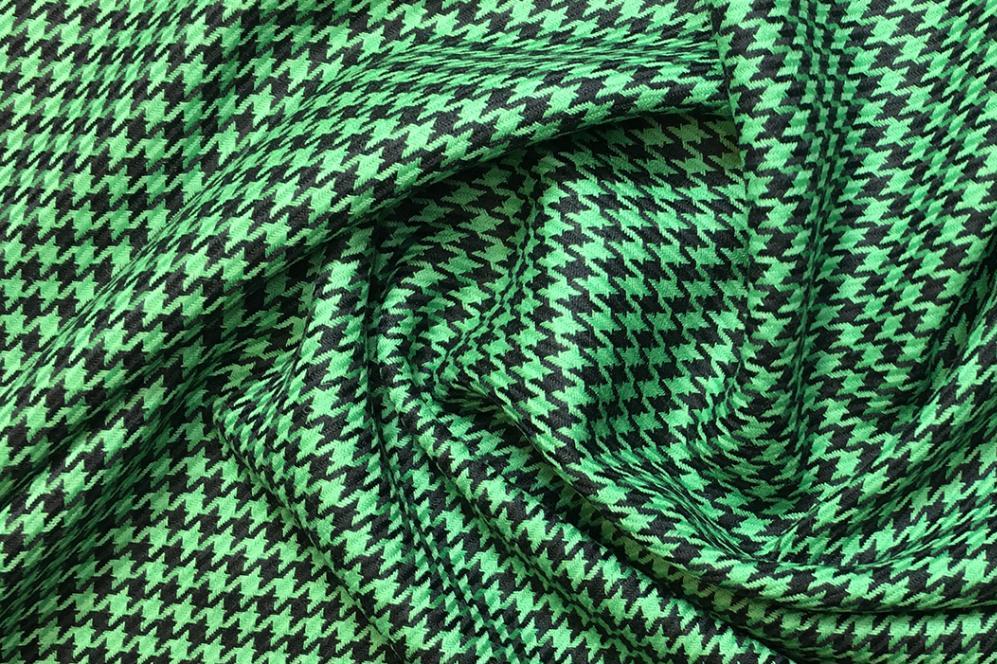 Schurwolle - Hahnentritt, grün-schwarz