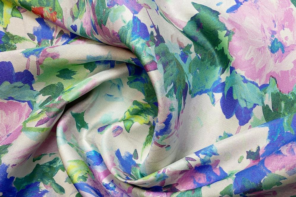 Kostümseide - Malereidruck, blau