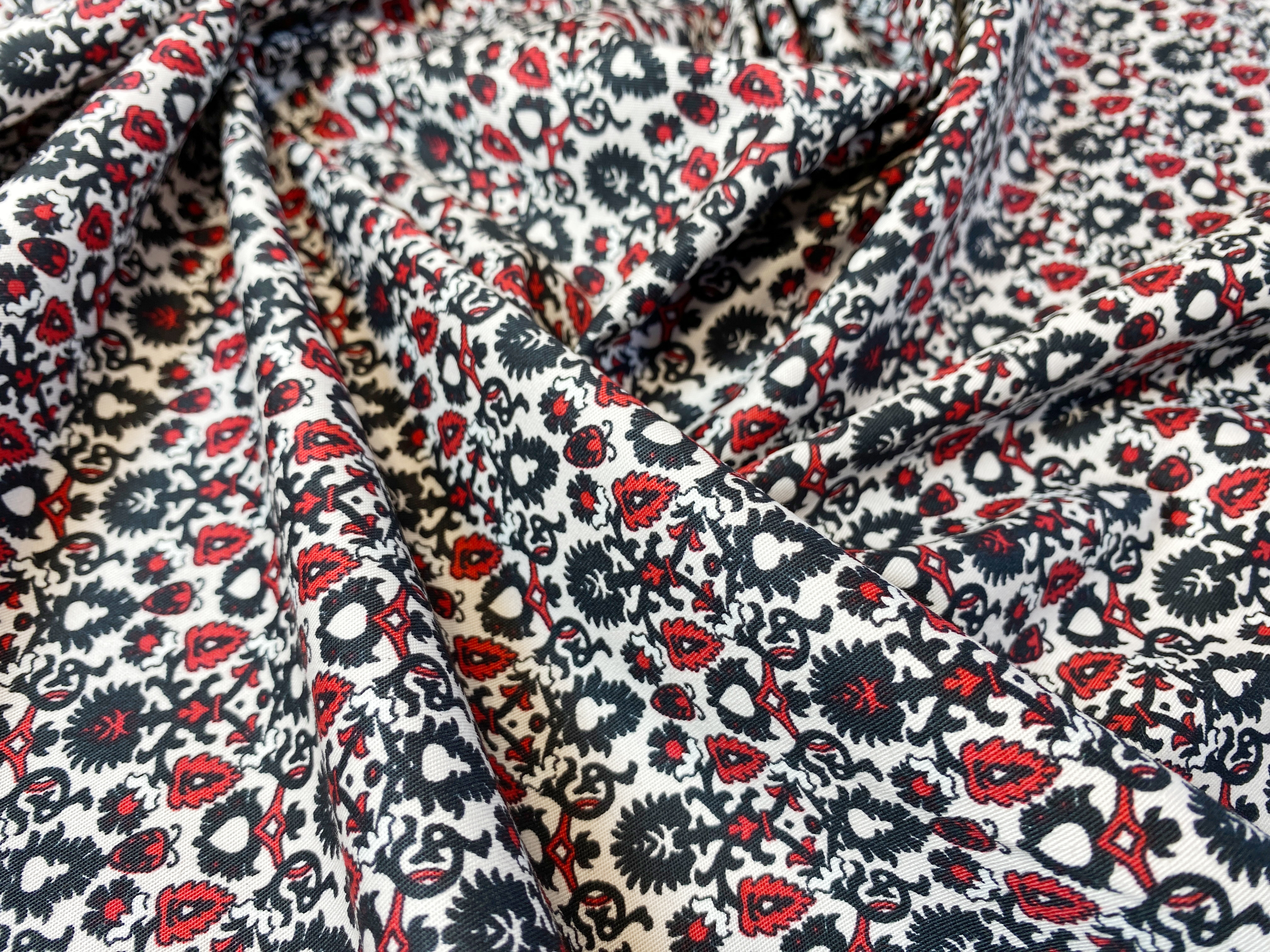 Baumwolle Kleiderware schwarz-rot-beige