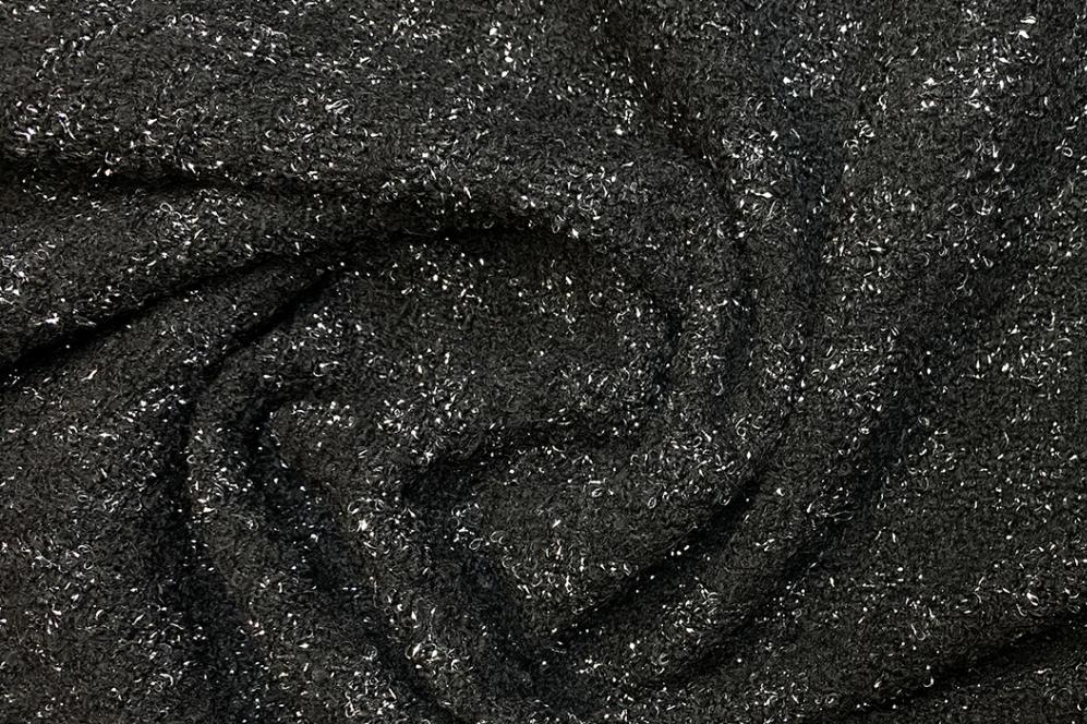 Schwarze Schurwolle mit Lurex