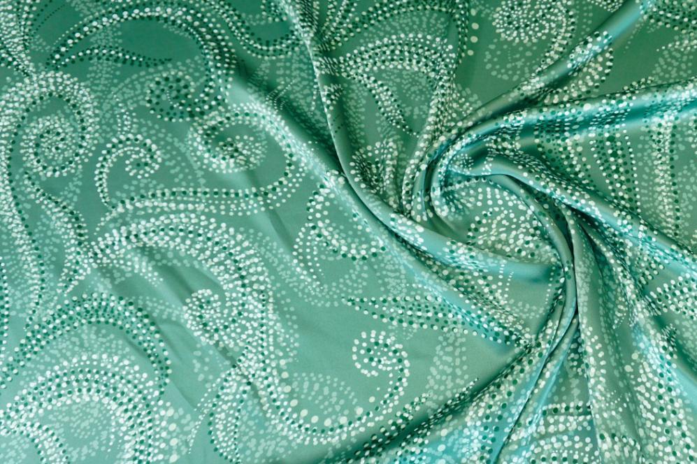 Seidensatin - Punktemuster auf salbei