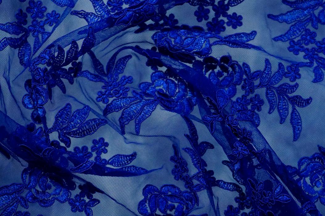 Florale Gimpenspitze - königsblau